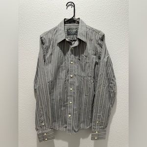Abercrombie & Fitch Button Down Shirt - Striped, Grey / Black / White, Medium